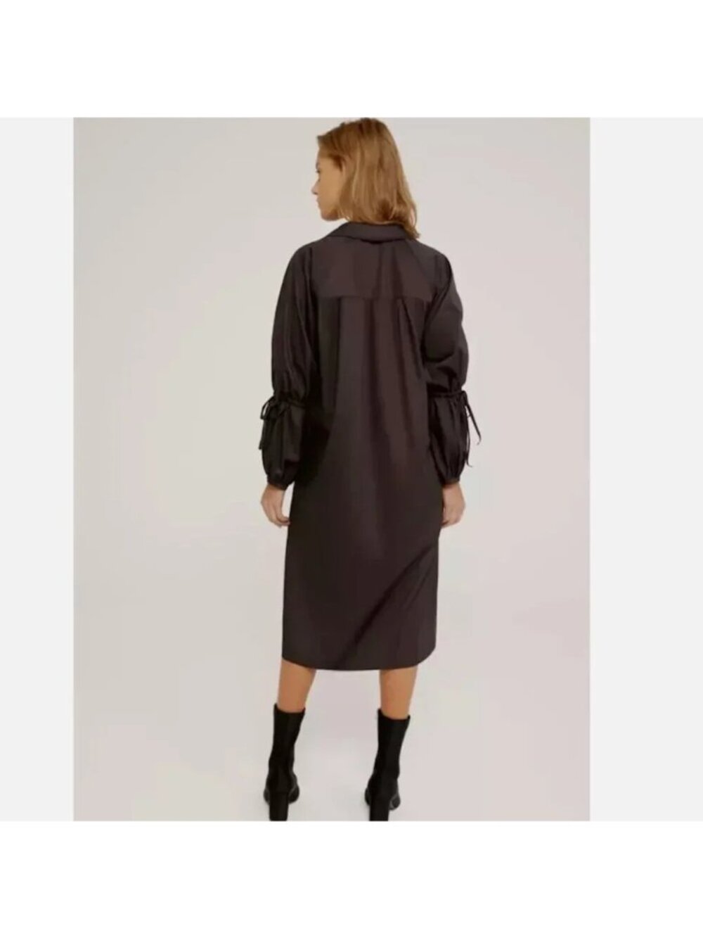 NWT Anthropologie Harshman Tara Black Cotton Midi Dress Lagenlook Versatile Med. - Picture 11 of 11